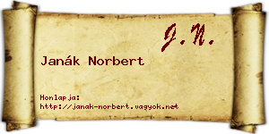 Janák Norbert névjegykártya